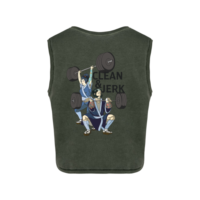 Crops top écoresponsable sans manche - Kaki