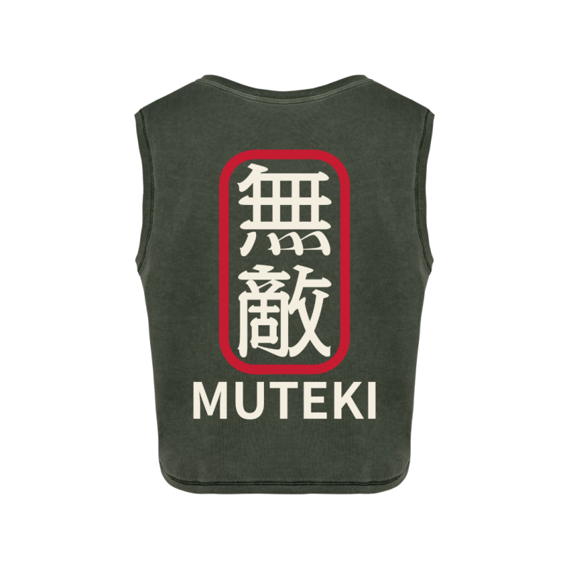 Crops top écoresponsable sans manche - Kaki