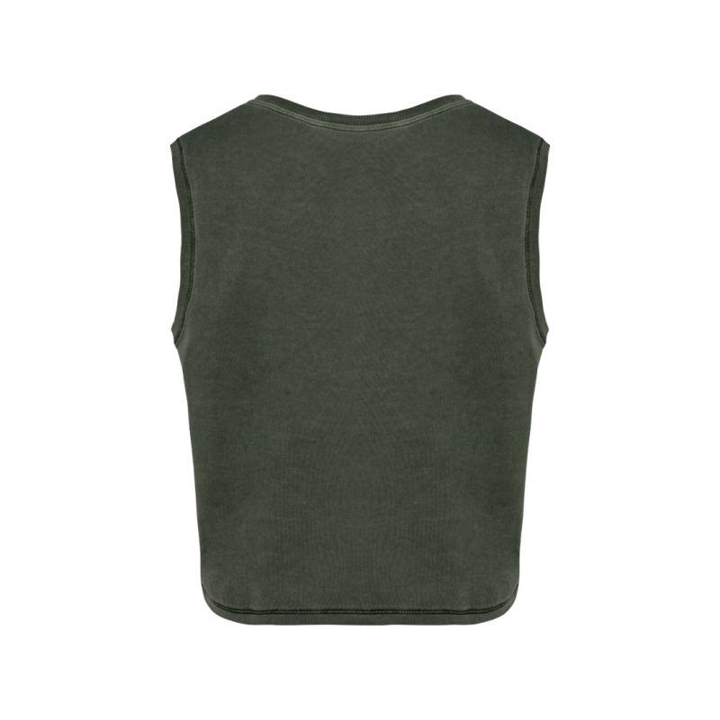 Crops top écoresponsable sans manche - Kaki