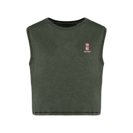 Crops top écoresponsable sans manche - Kaki