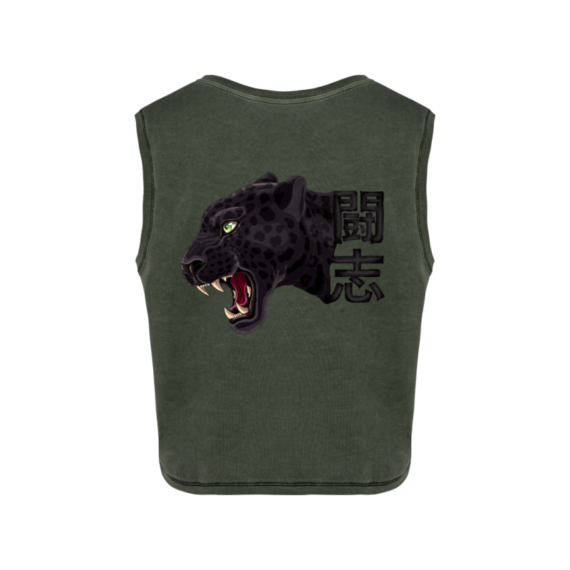Crops top écoresponsable sans manche - Kaki