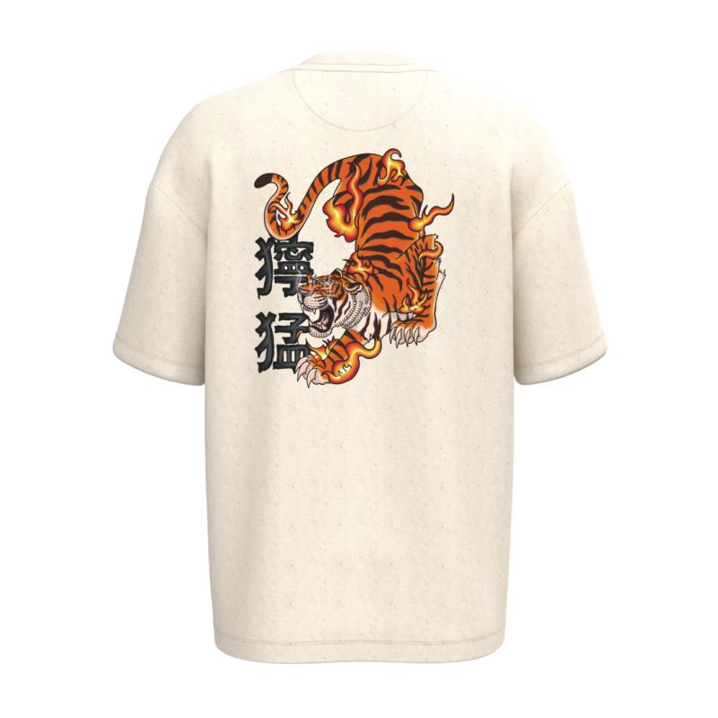T-shirt écoresponsable oversize - Beige - Tigre Domo