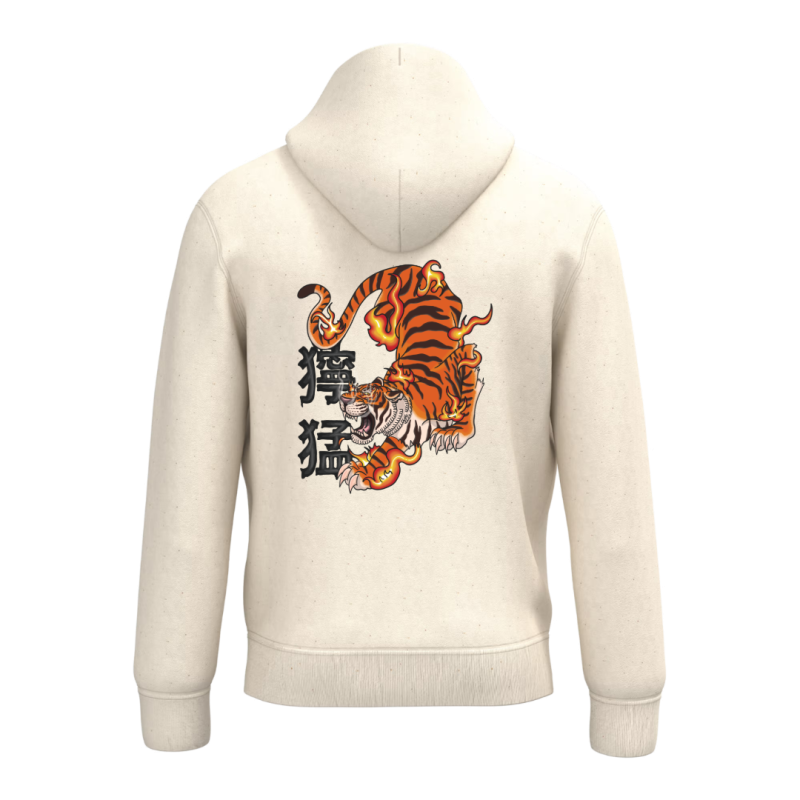 Sweat-shirt écoresponsable à capuche - Beige - Tigre Domo