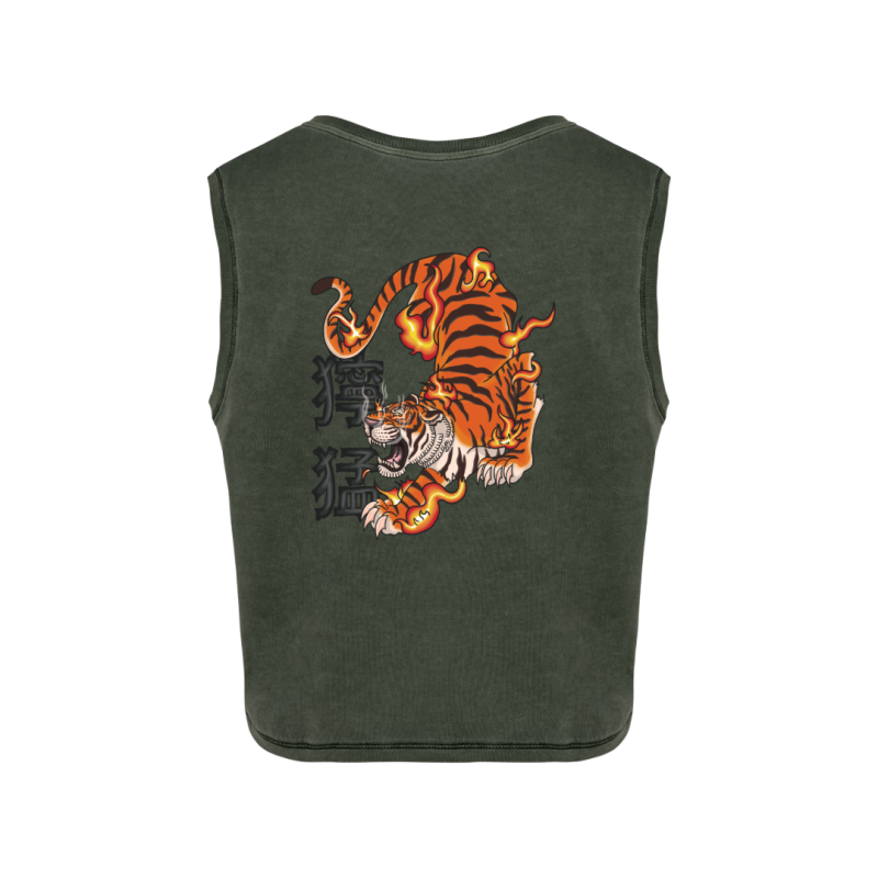 Crops top écoresponsable sans manche - Kaki - Tigre Domo