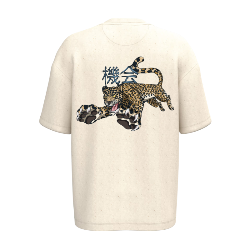 T-shirt écoresponsable oversize - Beige - Leopard KIKAI