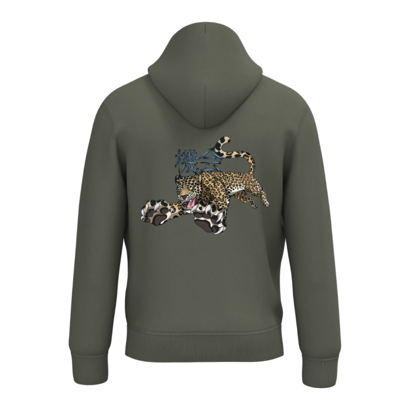 Sweat-shirt écoresponsable à capuche - Kaki - Leopard KIKAI