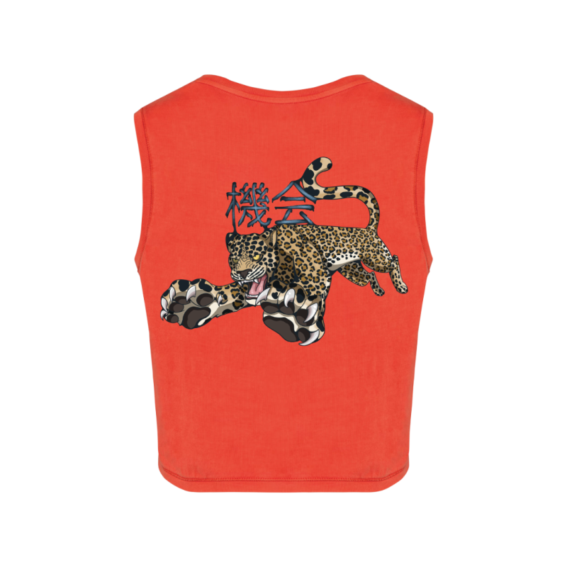 Crops top écoresponsable sans manche - Brick - Leopard KIKAI