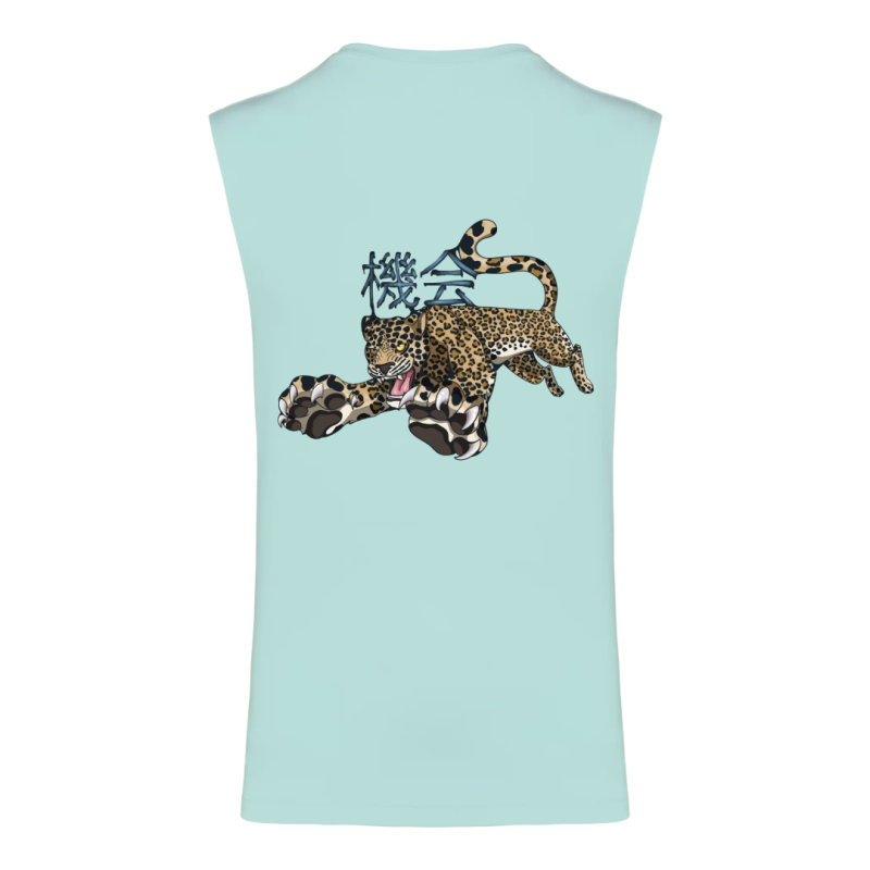 T-Shirt écoresponsable sans manche - Mint - Leopard KIKAI